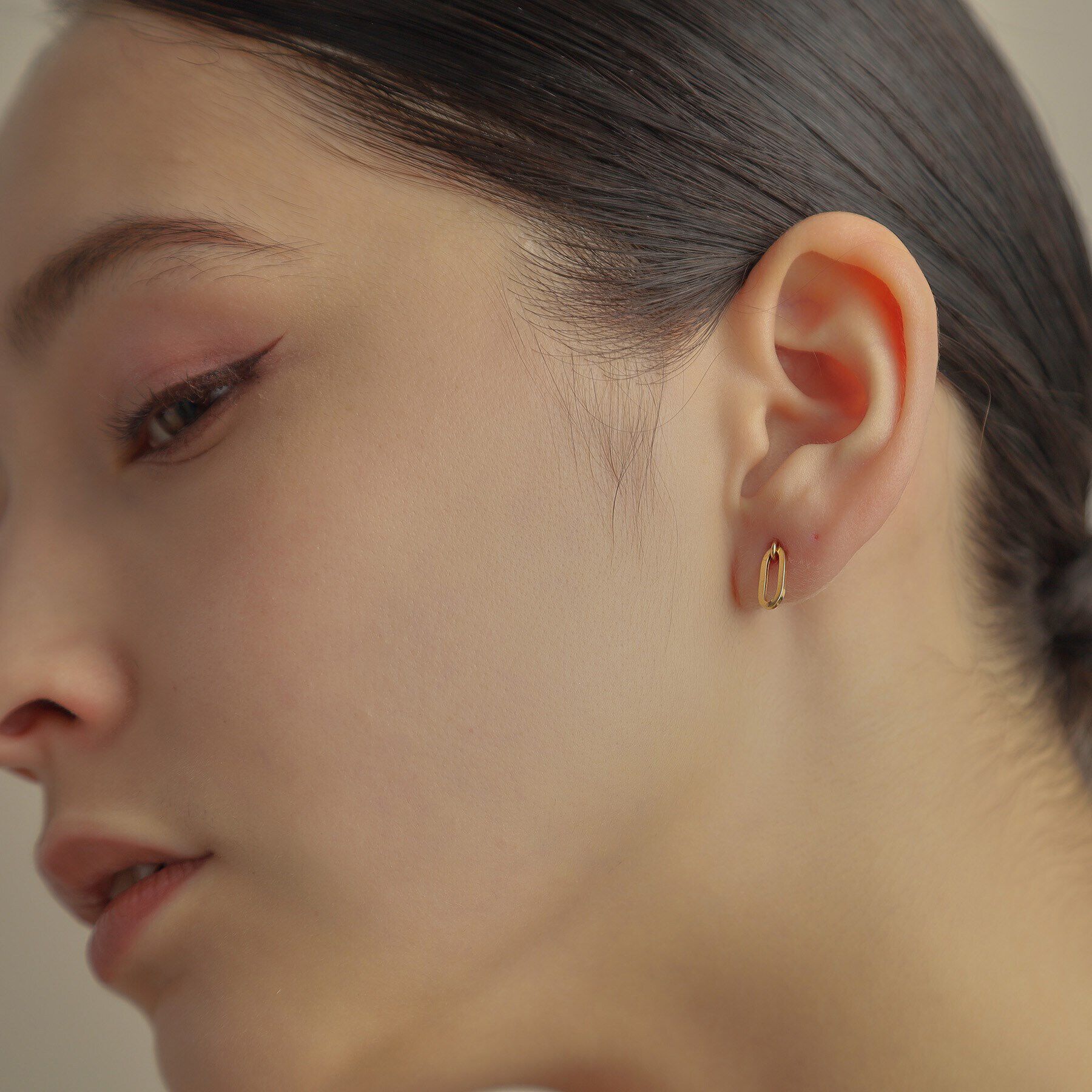 COCOSHNIK「K18中空プリムケーブルチェーン スタッドピアスLL」|ピアス|