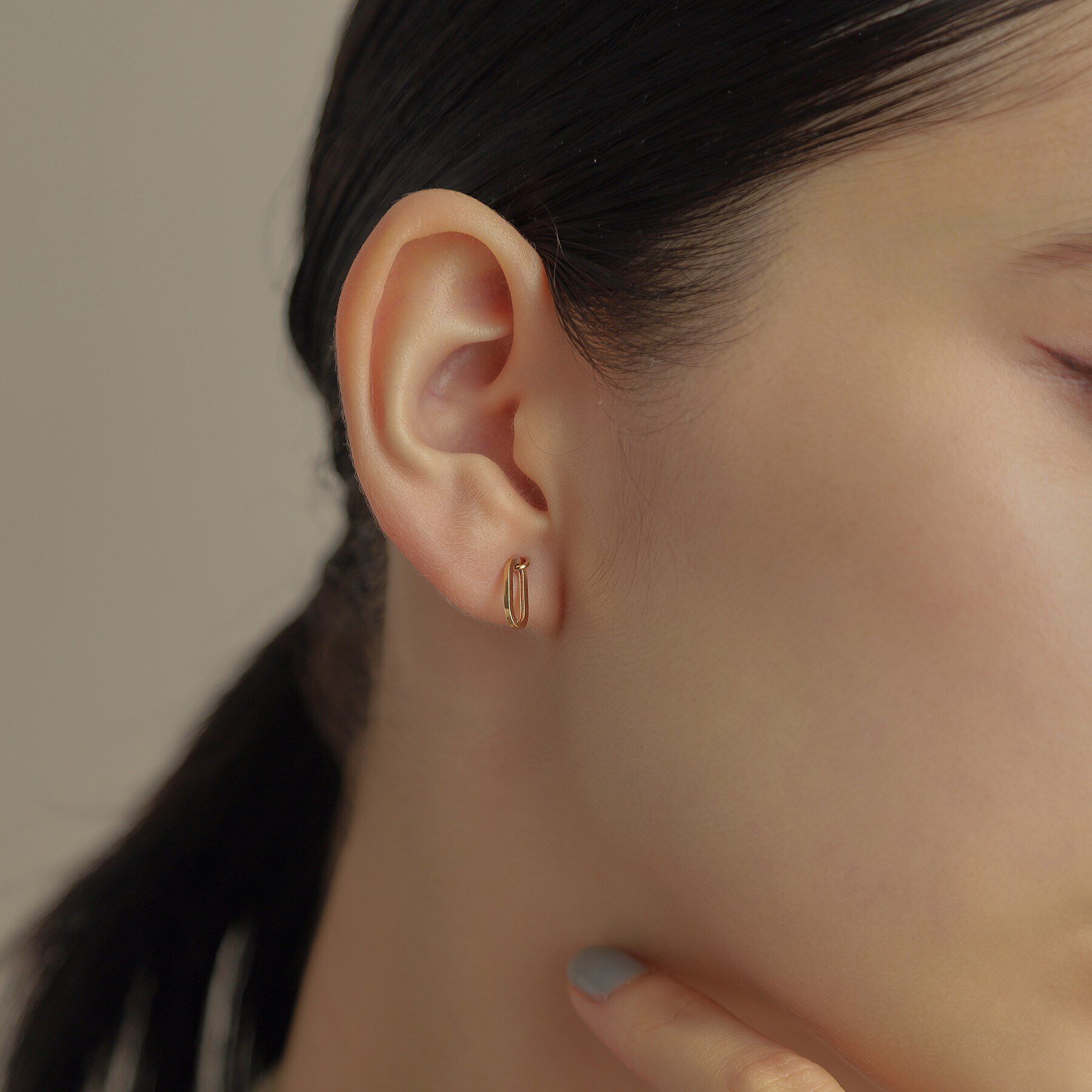 COCOSHNIK「K18中空プリムケーブルチェーン スタッドピアスLL」|ピアス|