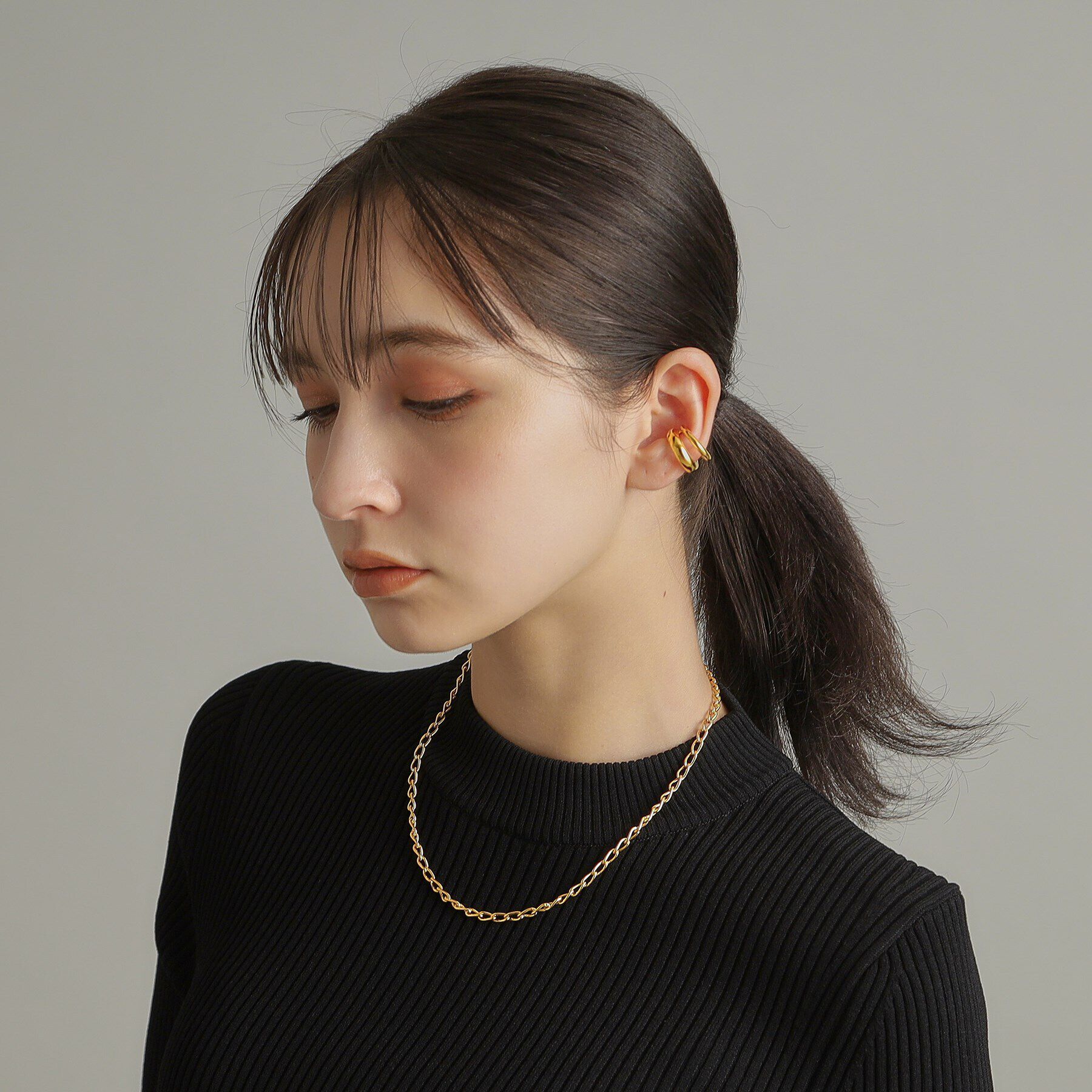 COCOSHNIK ONKITSCH「シルバー デザインチェーン ロングカーブネックレス GP」|ネックレス|