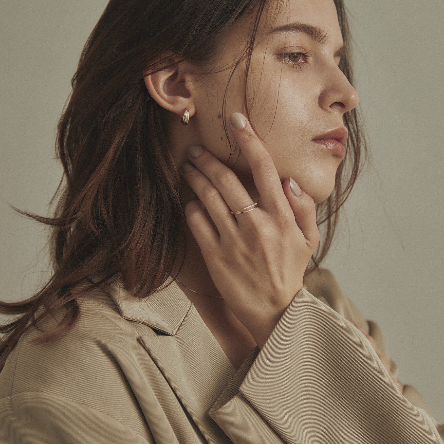 COCOSHNIK「K10ダイヤモンド クロスライン リング」|リング|