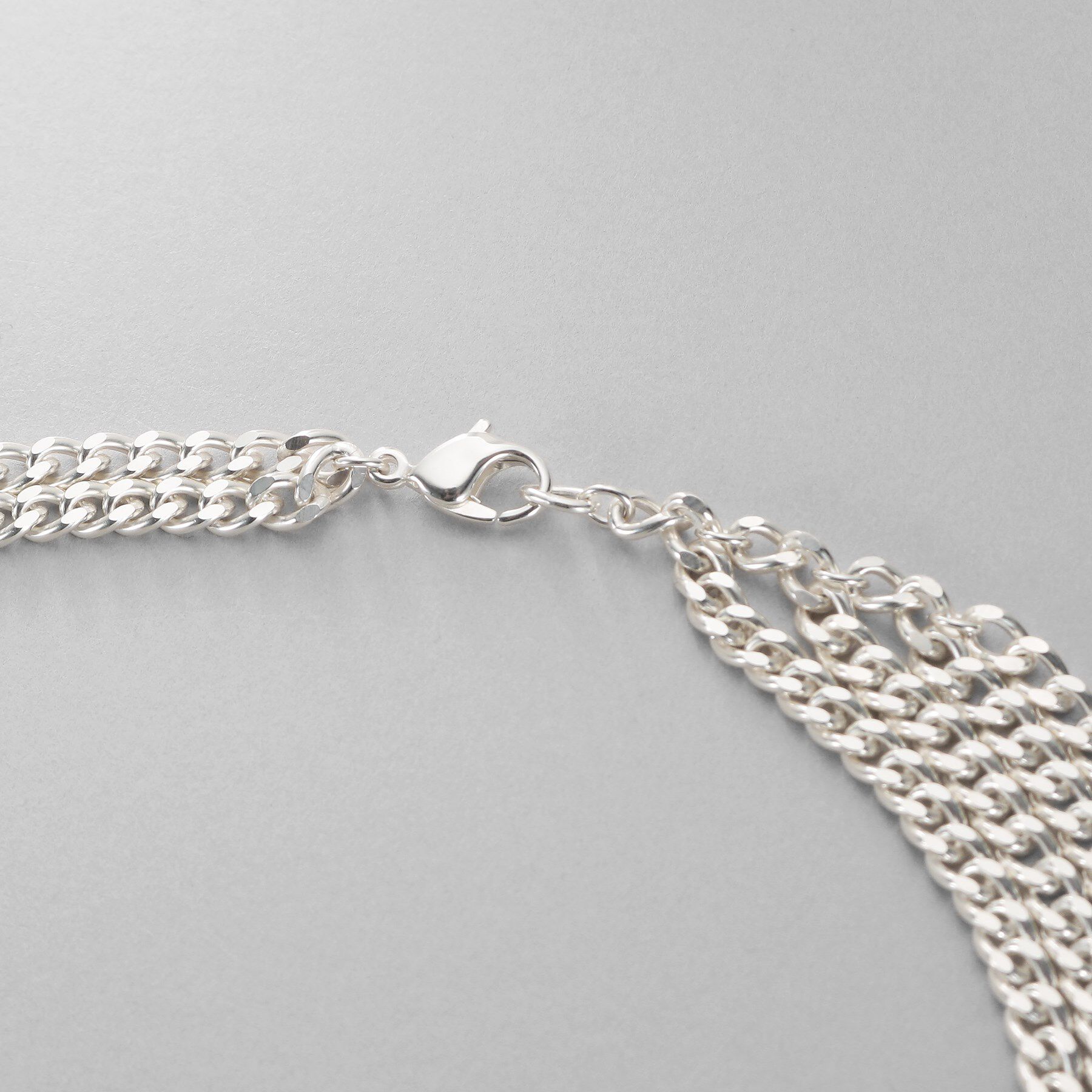 COCOSHNIK ONKITSCH「シルバー カーブチェーンアシンメトリードレープネックレス」|ネックレス|