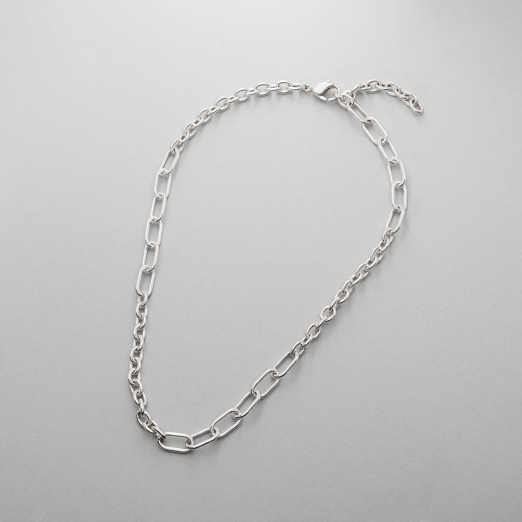 COCOSHNIK ONKITSCH「シルバー オルタネートチェーン ケーブル・オーバルネックレス」|ネックレス|