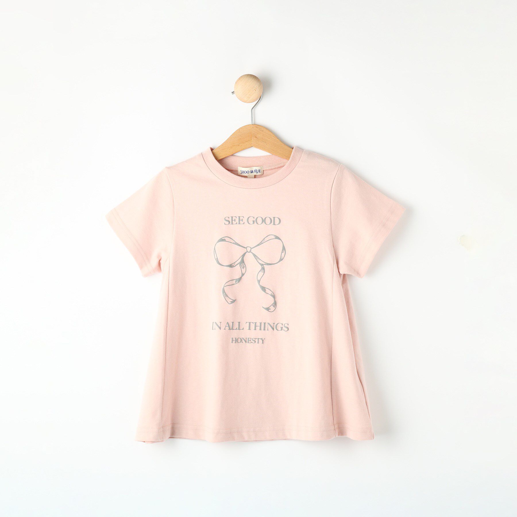 SHOO･LA･RUE「【100-120cm】プリントフレアTシャツ」|Tシャツ・カットソー|ライトピンク(070