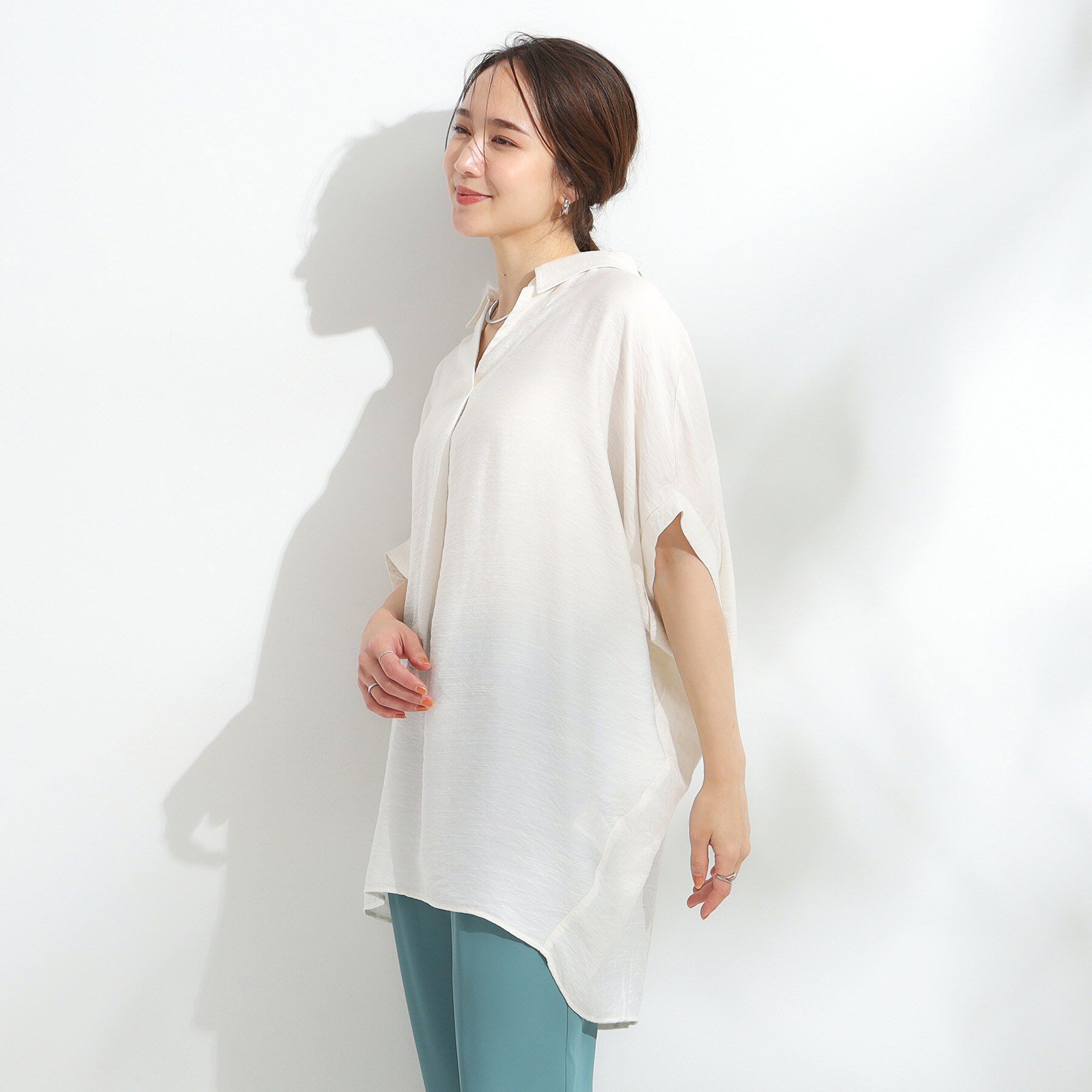 SHOO･LA･RUE「【ひんやり/S-LL】すっきりきれいに体型カバー コクーンシルエットワンピース」|チュニック|