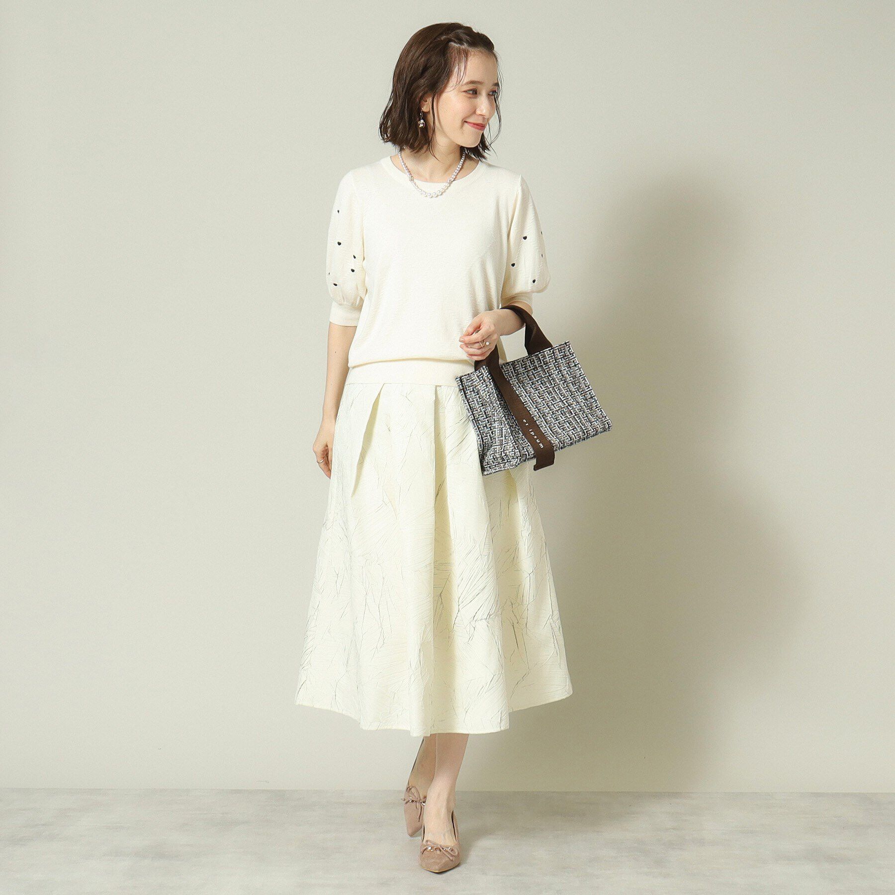 ITS&rsquo;DEMO「【腰回りカバー／ウエストゴム／手洗い可】エンボススカート」|スカート|