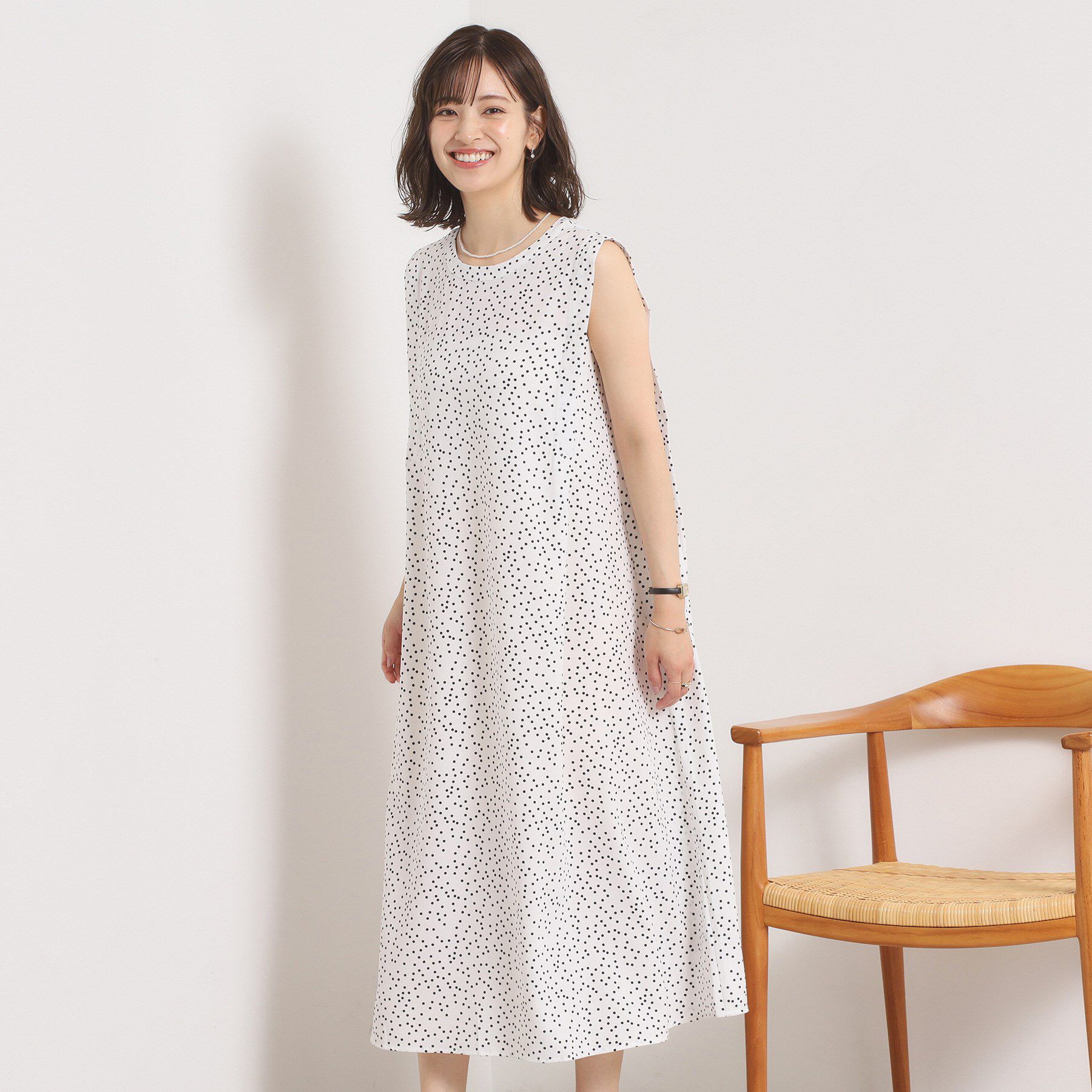 ITS&rsquo;DEMO「【UVカット／速乾／冷感／洗濯機OK／洗濯後しわになりにくい】麻調ストレッチ肩タックワンピース＜ラク」|ワンピース|