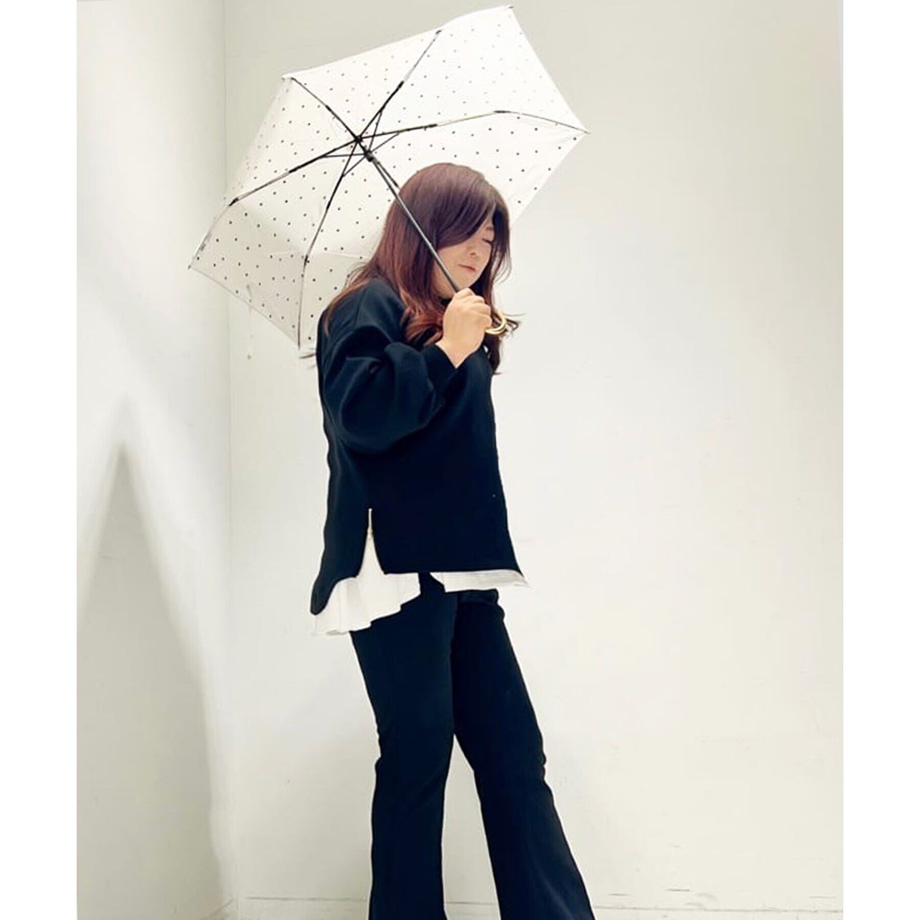 Ober Tashe「雨傘 日傘 遮光 折りたたみ傘 ミルキードット ミニ」|傘|