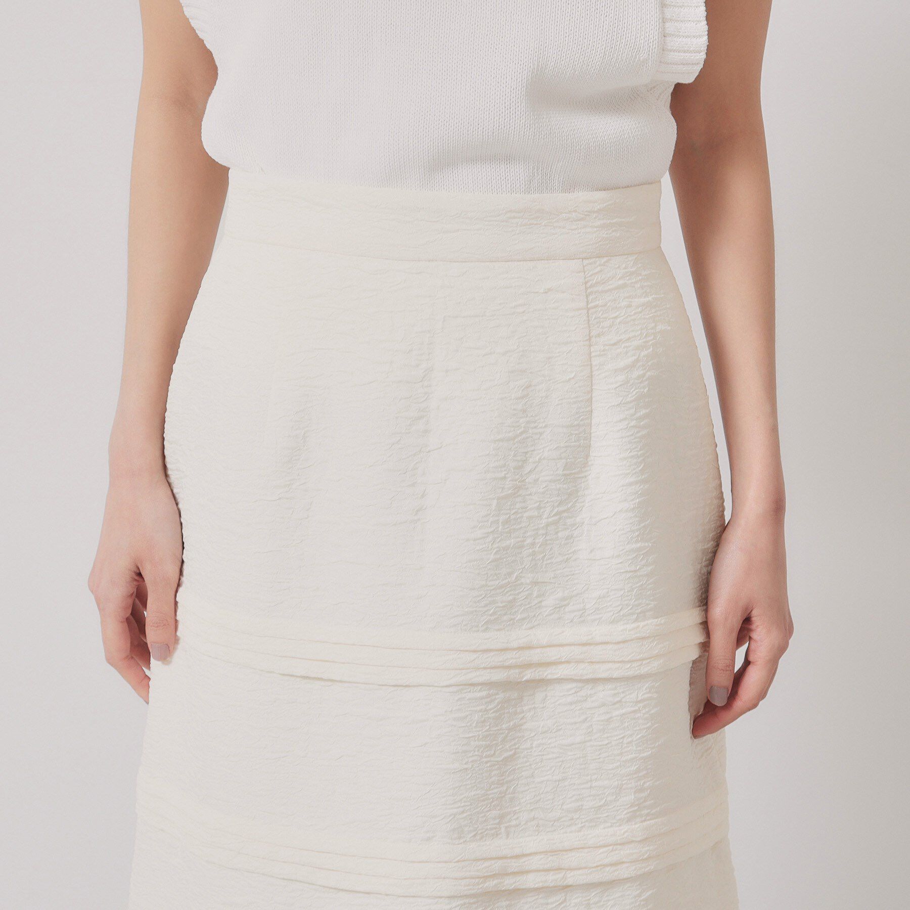 SunaUna「【お花モチーフ／タック切り替え】Aラインスカート」|スカート|