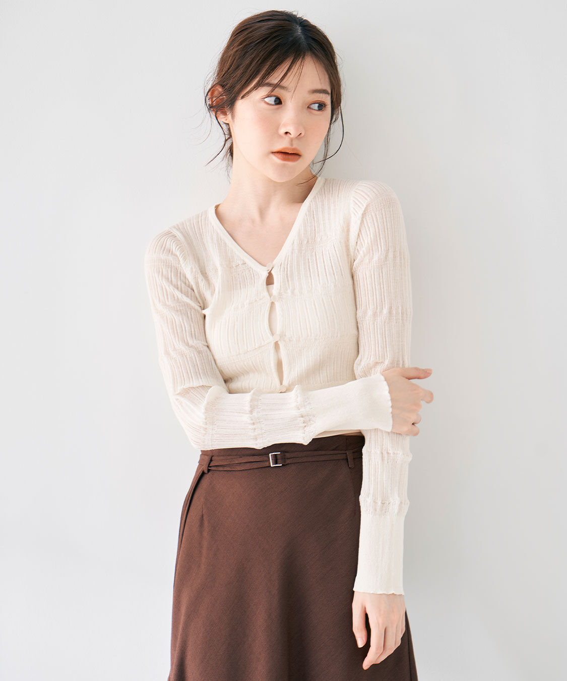 COCO DEAL「シアー柄編みニットカーディガン」|ニット・セーター|