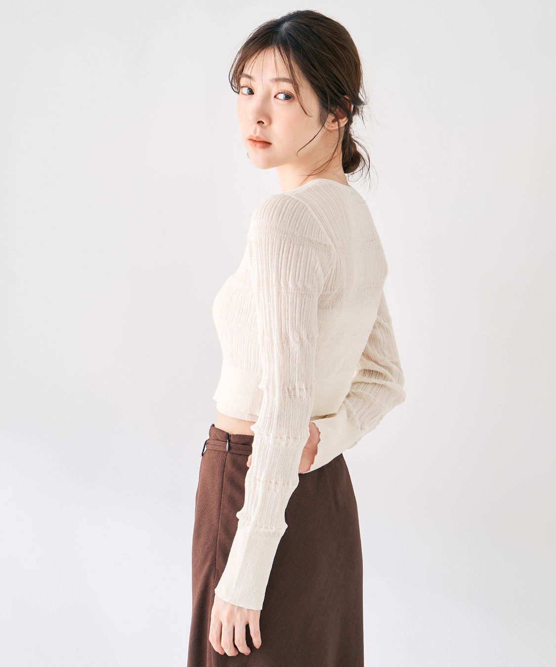 COCO DEAL「シアー柄編みニットカーディガン」|ニット・セーター|