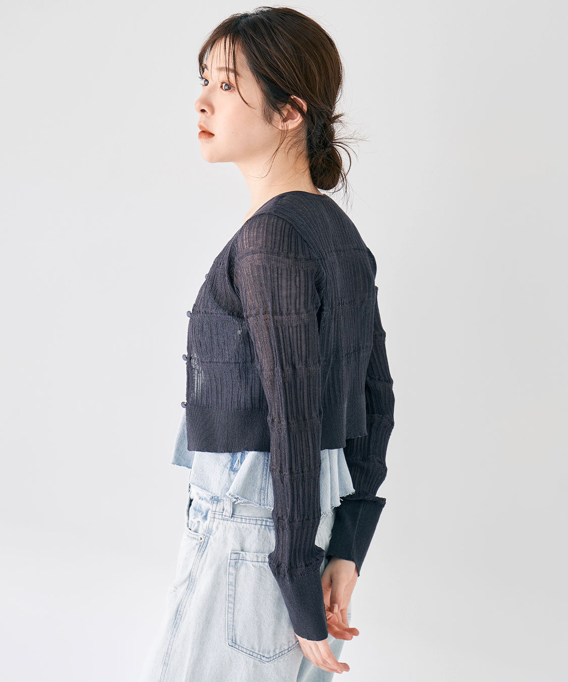 COCO DEAL「シアー柄編みニットカーディガン」|ニット・セーター|