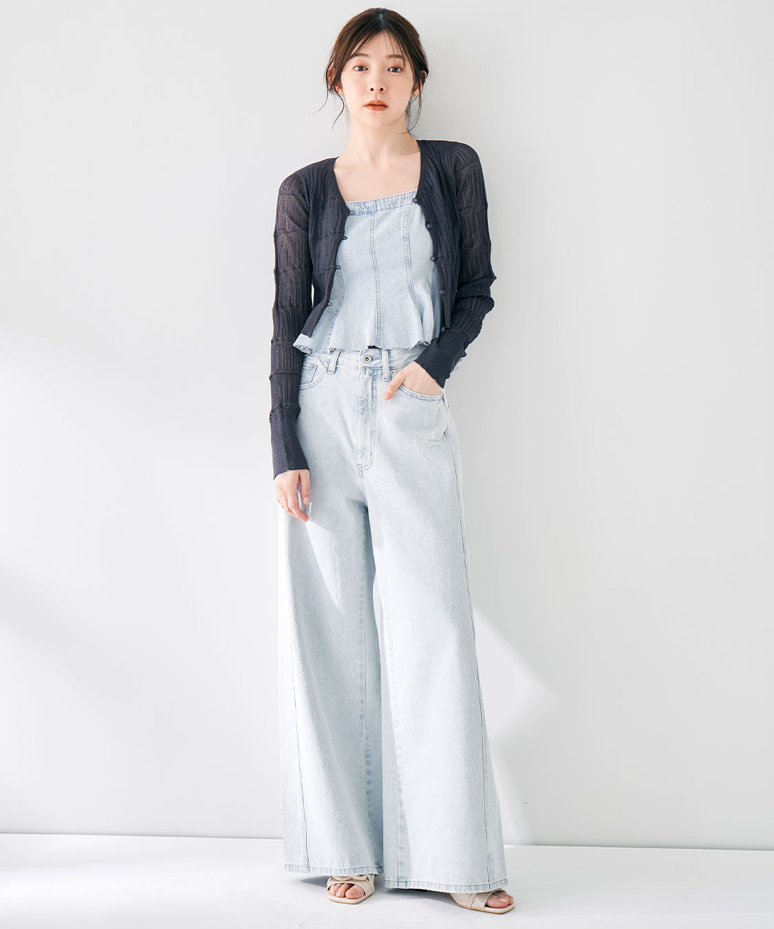 COCO DEAL「シアー柄編みニットカーディガン」|ニット・セーター|