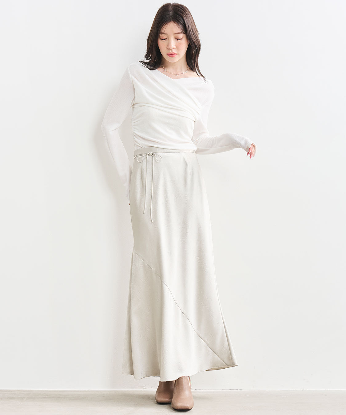 COCO DEAL「サテンナロースカート」|スカート|