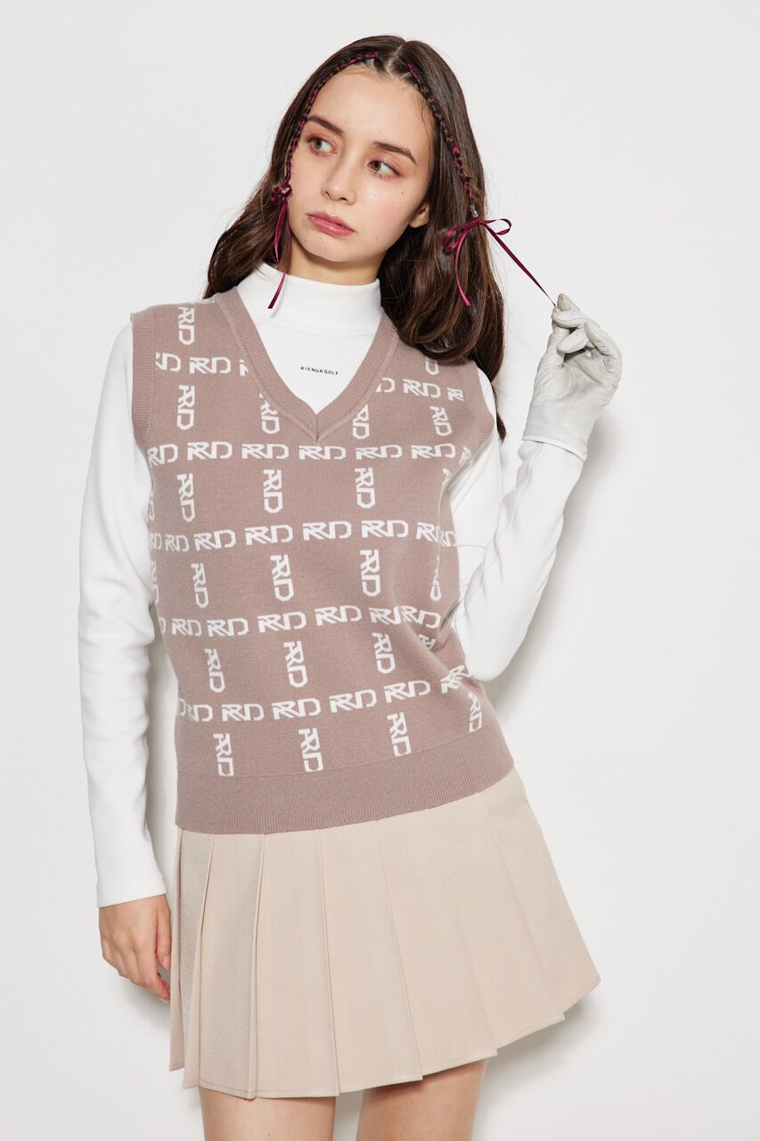 rienda「ニットロゴJQ ベスト」|ダウンベスト・ベスト|BEG