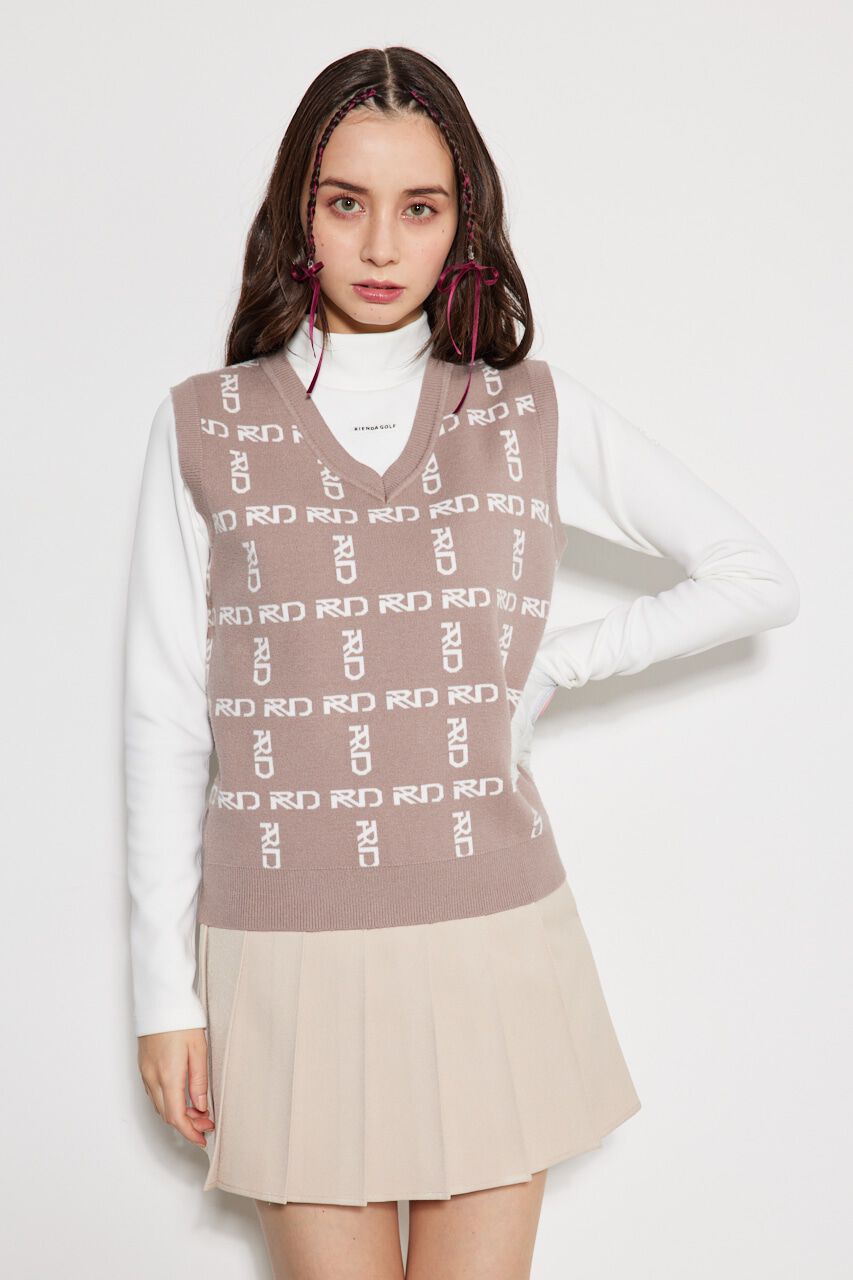 rienda「ニットロゴJQ ベスト」|ダウンベスト・ベスト|