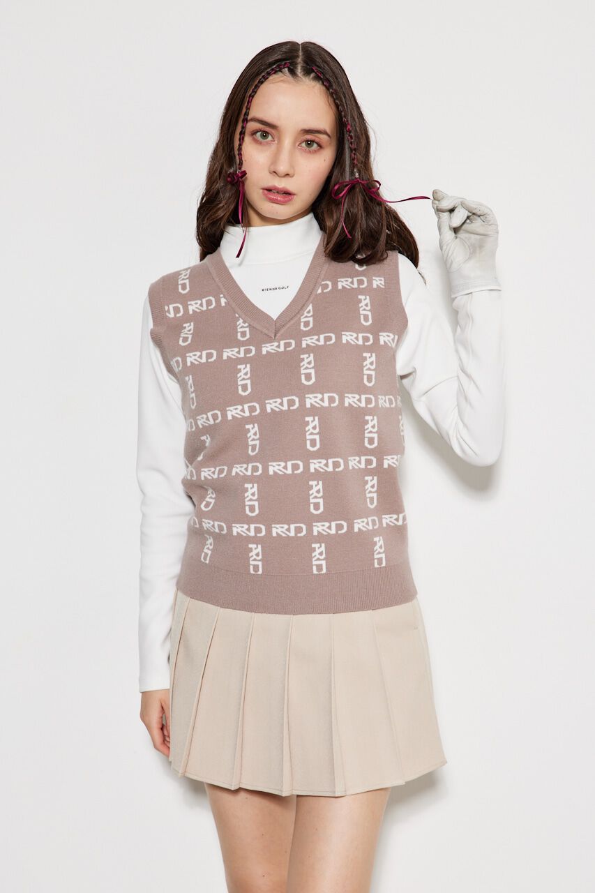 rienda「ニットロゴJQ ベスト」|ダウンベスト・ベスト|