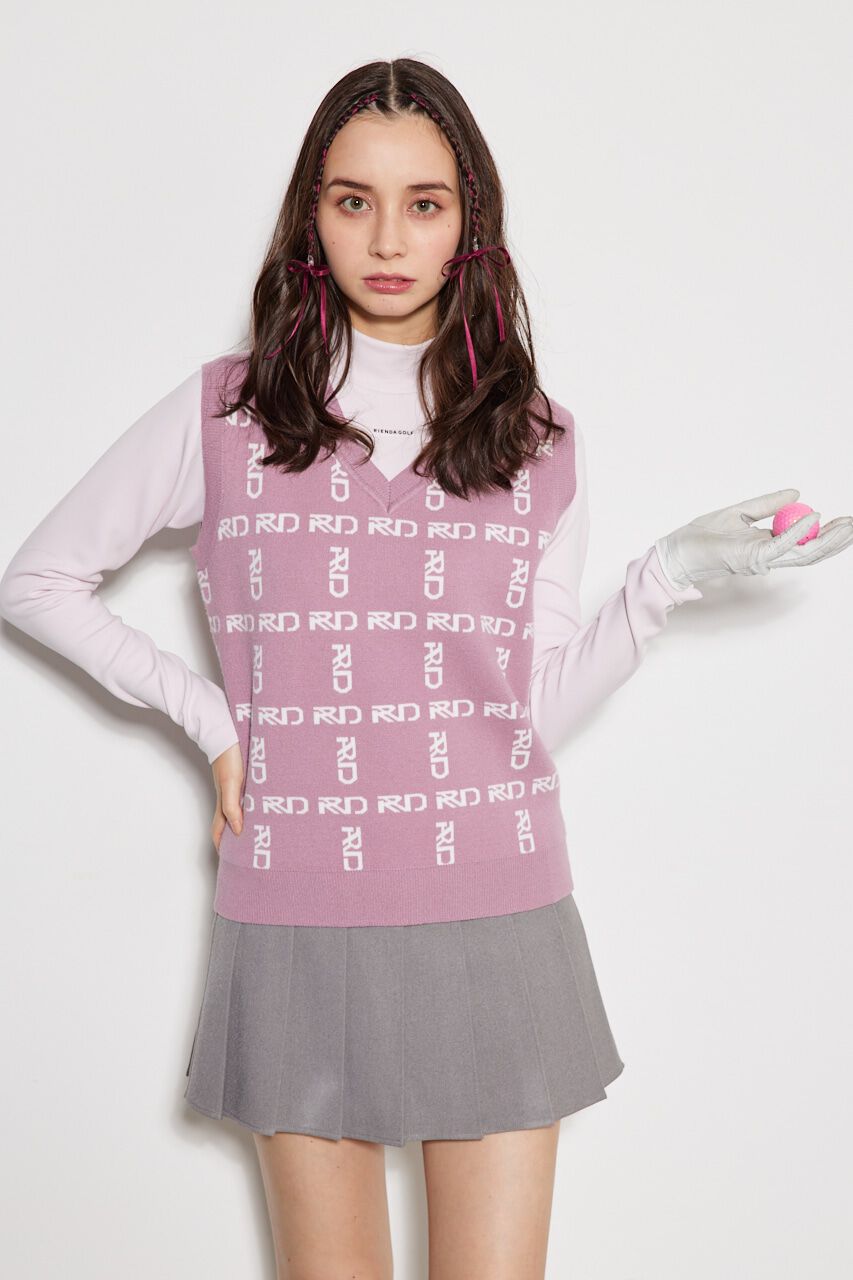 rienda「ニットロゴJQ ベスト」|ダウンベスト・ベスト|