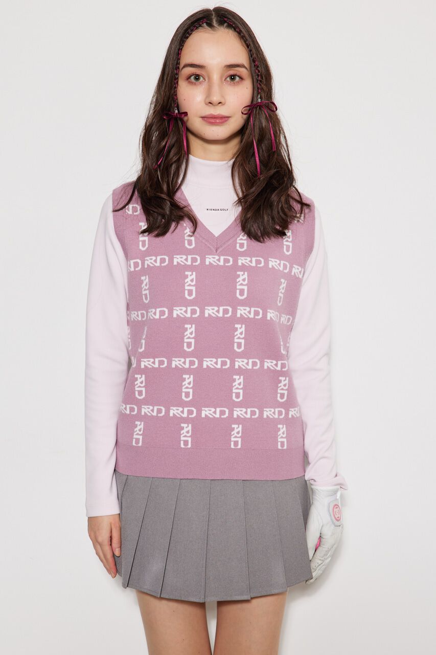 rienda「ニットロゴJQ ベスト」|ダウンベスト・ベスト|