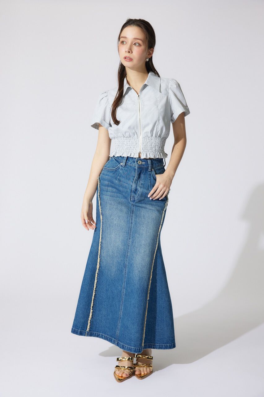 rienda「ウエストシャーリングZIPブラウス」|シャツ・ブラウス|