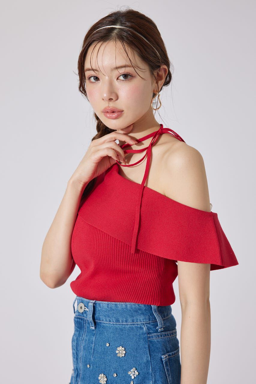 rienda「ワンショルダーニットトップス」|シャツ・ブラウス|