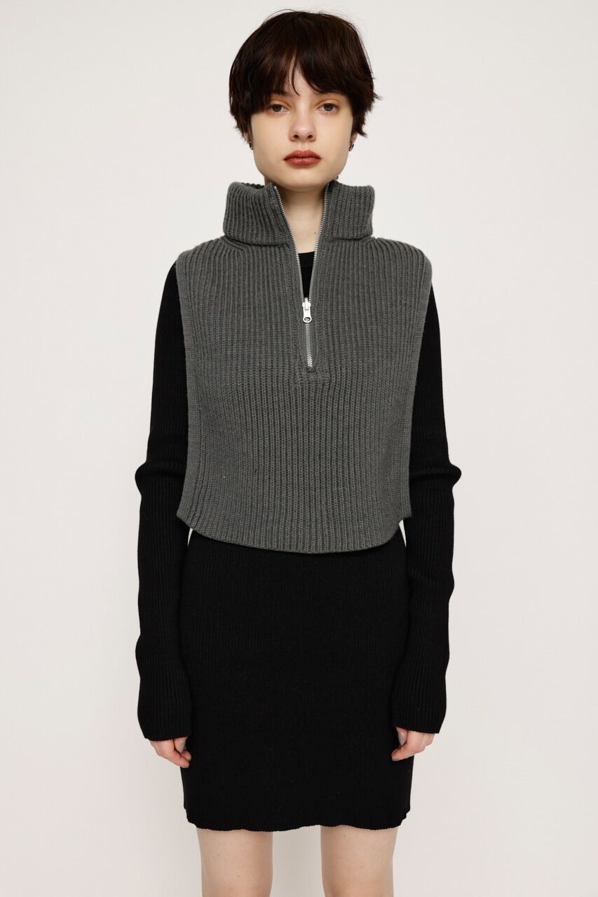 SLY「BI-COLOR RIB ショートワンピース」|ワンピース|BLK