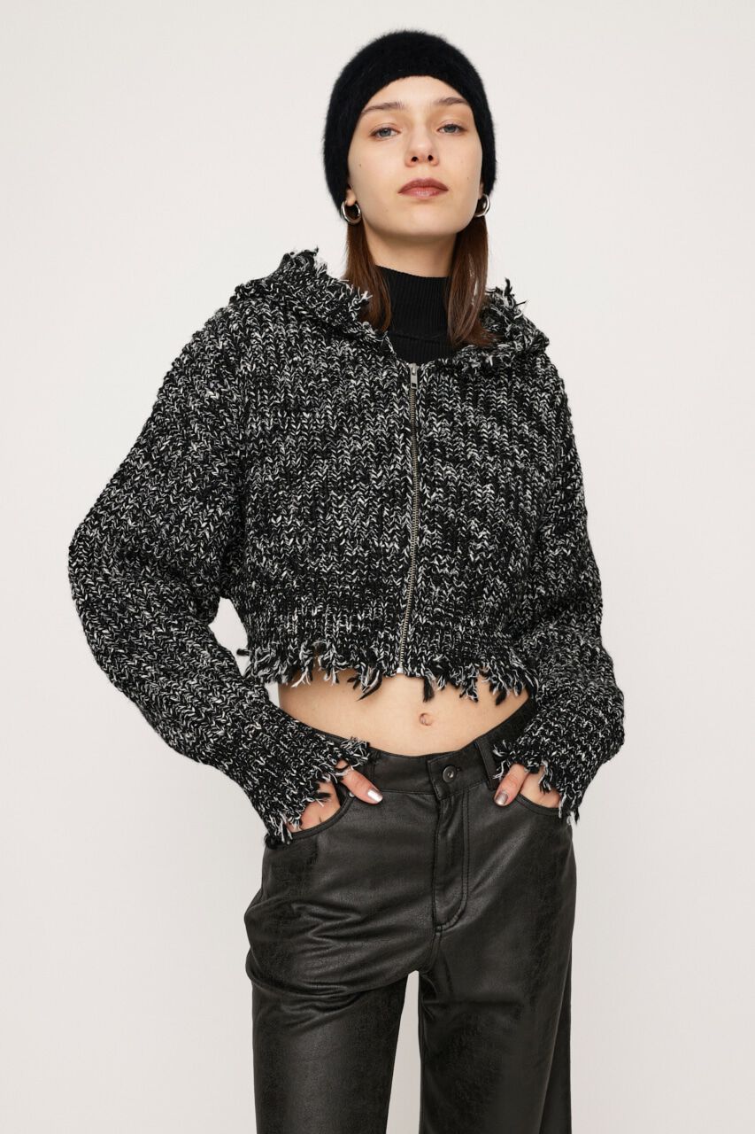 SLY「DAMAGED CHUNKY HOODIE」|カーディガン|