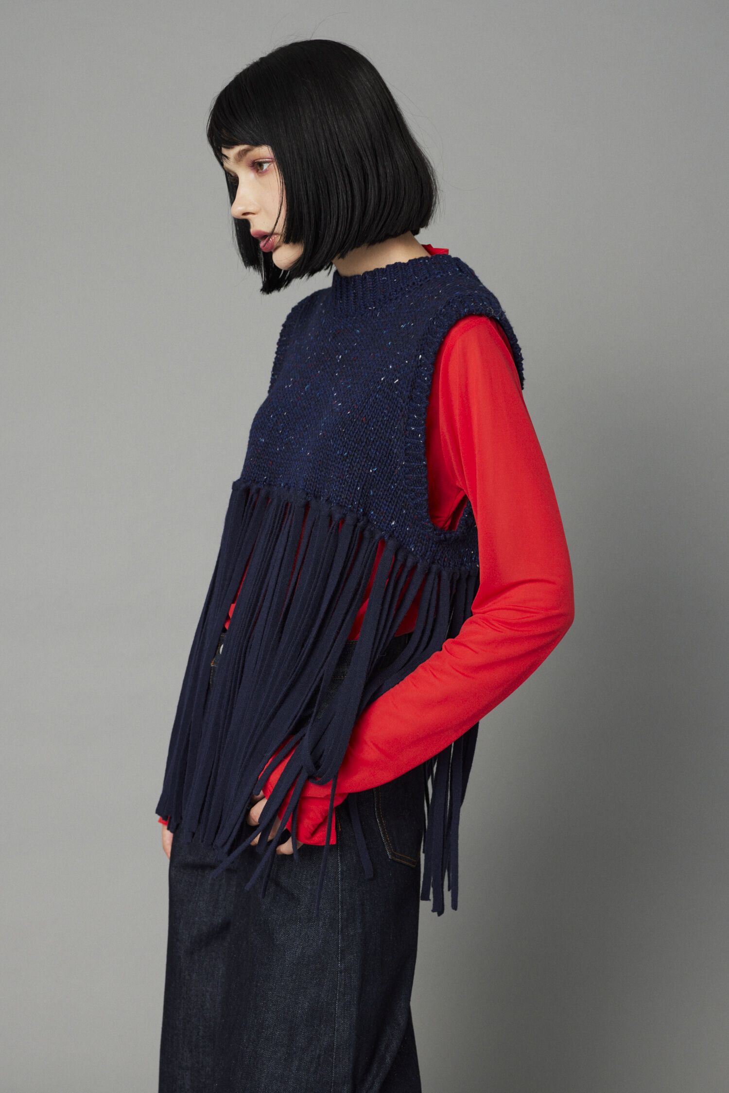HeRIN.CYE「Fringe knit vest」|シャツ・ブラウス|