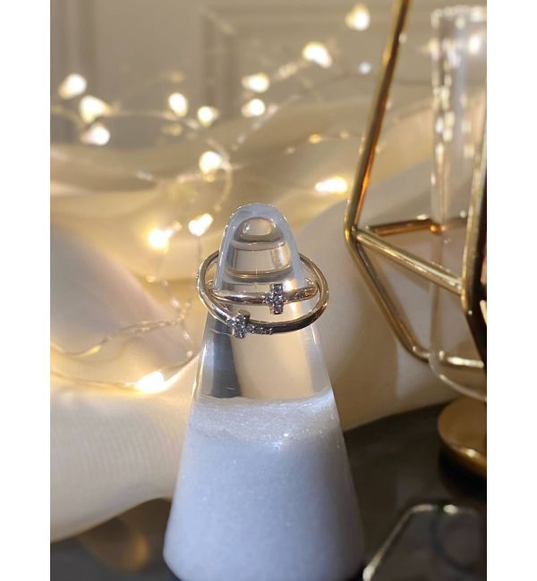 RESEXXY「10k 7diamond cross ring」|リング|ゴールド