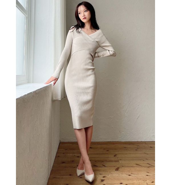 RESEXXY「フロントクロスニットタイトワンピース」|ワンピース|