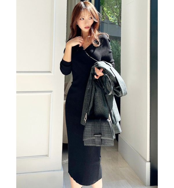 RESEXXY「フロントクロスニットタイトワンピース」|ワンピース|