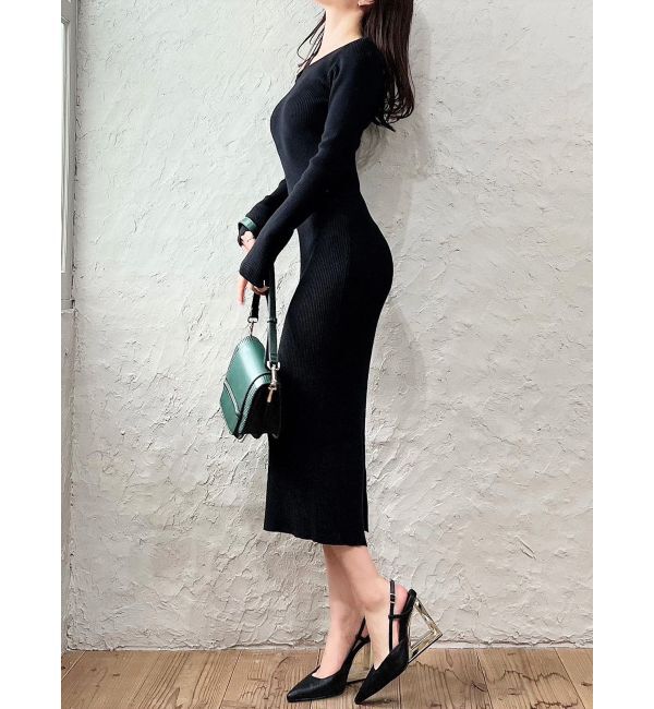 RESEXXY「リブニット長袖ワンピース」|ワンピース|ブラック