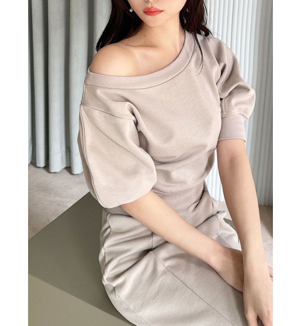 RESEXXY「ミニ裏毛パフスリーブトップス【セットアップ着用可能】」|Tシャツ・カットソー|ベージュ