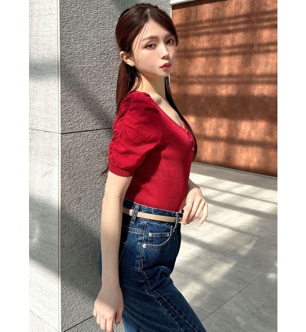 RESEXXY「ギャザースリーブニットトップス」|ニット・セーター|