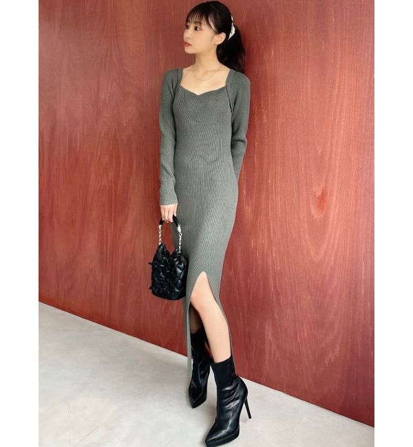 RESEXXY「ハートネックリブニットワンピース」|ワンピース|
