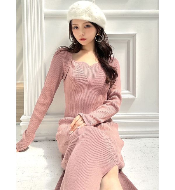 RESEXXY「ハートネックリブニットワンピース」|ワンピース|