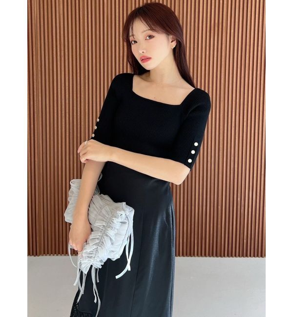 RESEXXY「シンプルスリーブニットトップス【ネイビーWEB限定カラー】」|ニット・セーター|