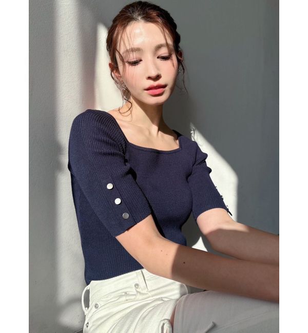 RESEXXY「シンプルスリーブニットトップス【ネイビーWEB限定カラー】」|ニット・セーター|