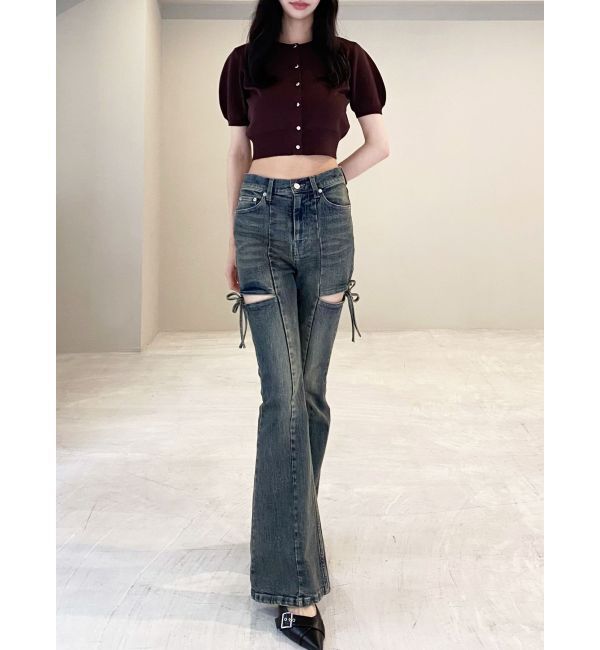 RESEXXY「クルーネックハーフスリーブニットカーデ」|カーディガン|