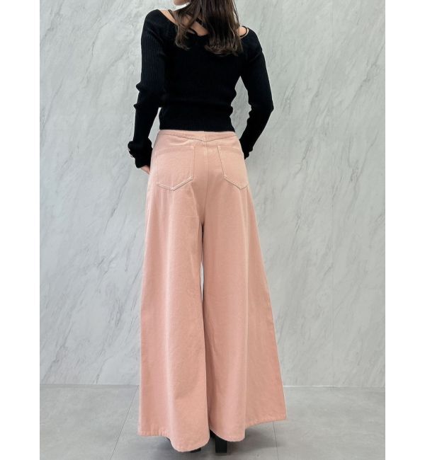 dazzlin「ダブルハイウエストワイドデニムパンツ」|デニム|