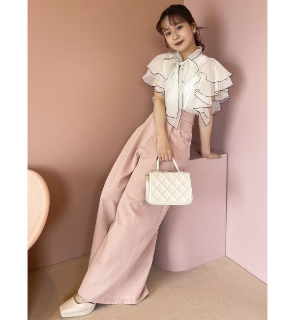 dazzlin「ダブルハイウエストワイドデニムパンツ」|デニム|