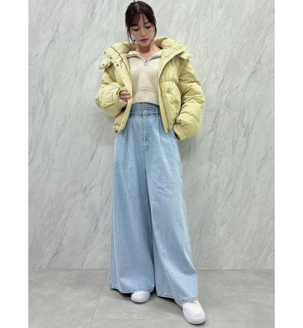 dazzlin「ダブルハイウエストワイドデニムパンツ」|デニム|