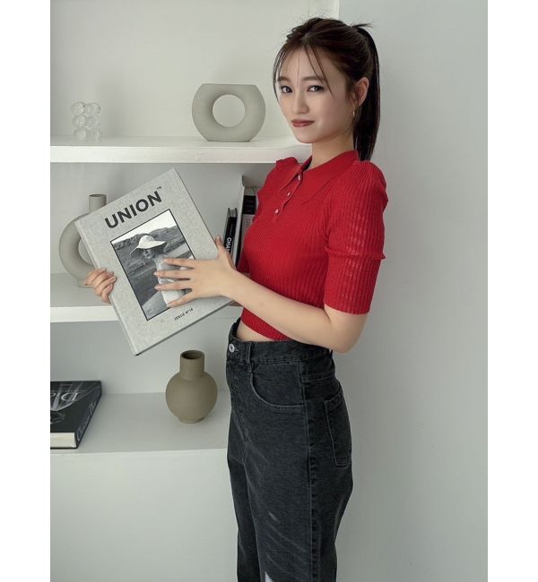 dazzlin「シアーニットポロ」|ニット・セーター|