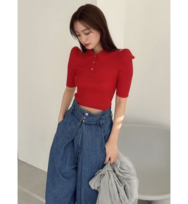 dazzlin「シアーニットポロ」|ニット・セーター|