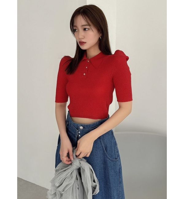 dazzlin「シアーニットポロ」|ニット・セーター|