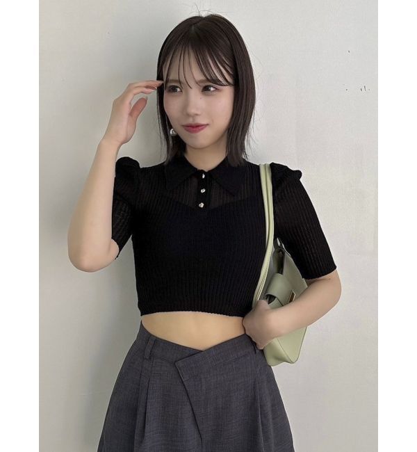 dazzlin「シアーニットポロ」|ニット・セーター|