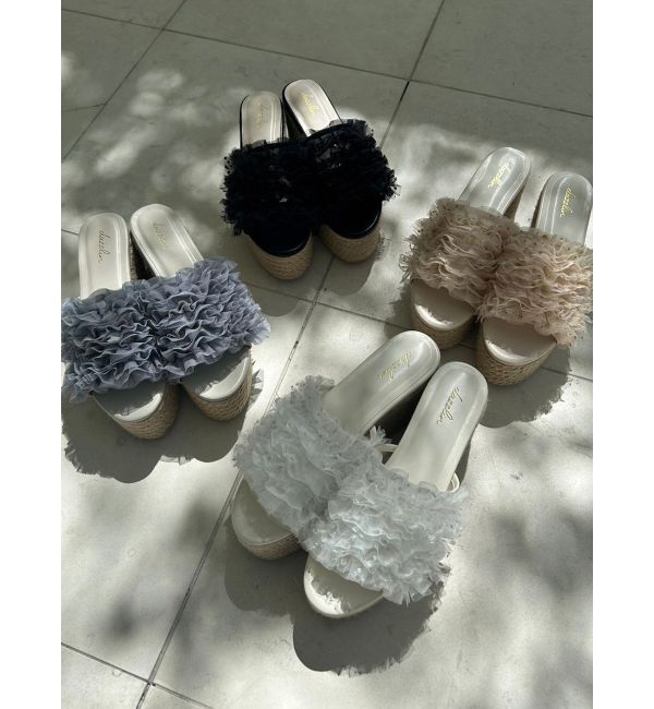 dazzlin「チュールギャザージュートウェッジサンダル」|サンダル|