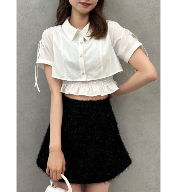 dazzlin「リボンスリーブショートシャツ」|シャツ・ブラウス|オフホワイト