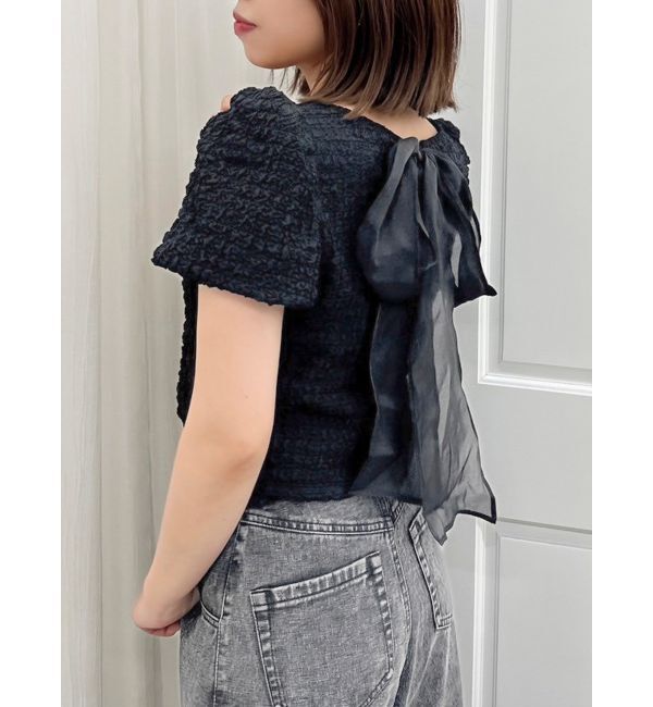 dazzlin「バックリボンシャーリングカットプルオーバー」|Tシャツ・カットソー|ブラック