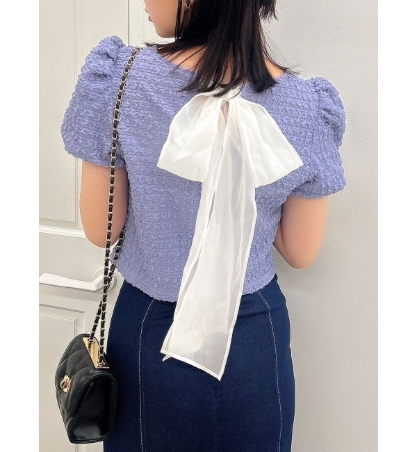 dazzlin「バックリボンシャーリングカットプルオーバー」|Tシャツ・カットソー|パープル