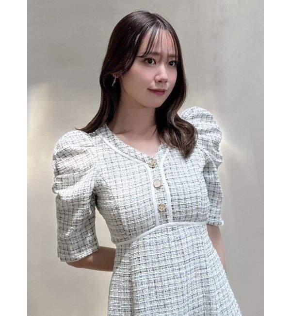 dazzlin「マルチボタンパイピングツイードワンピース」|ワンピース|